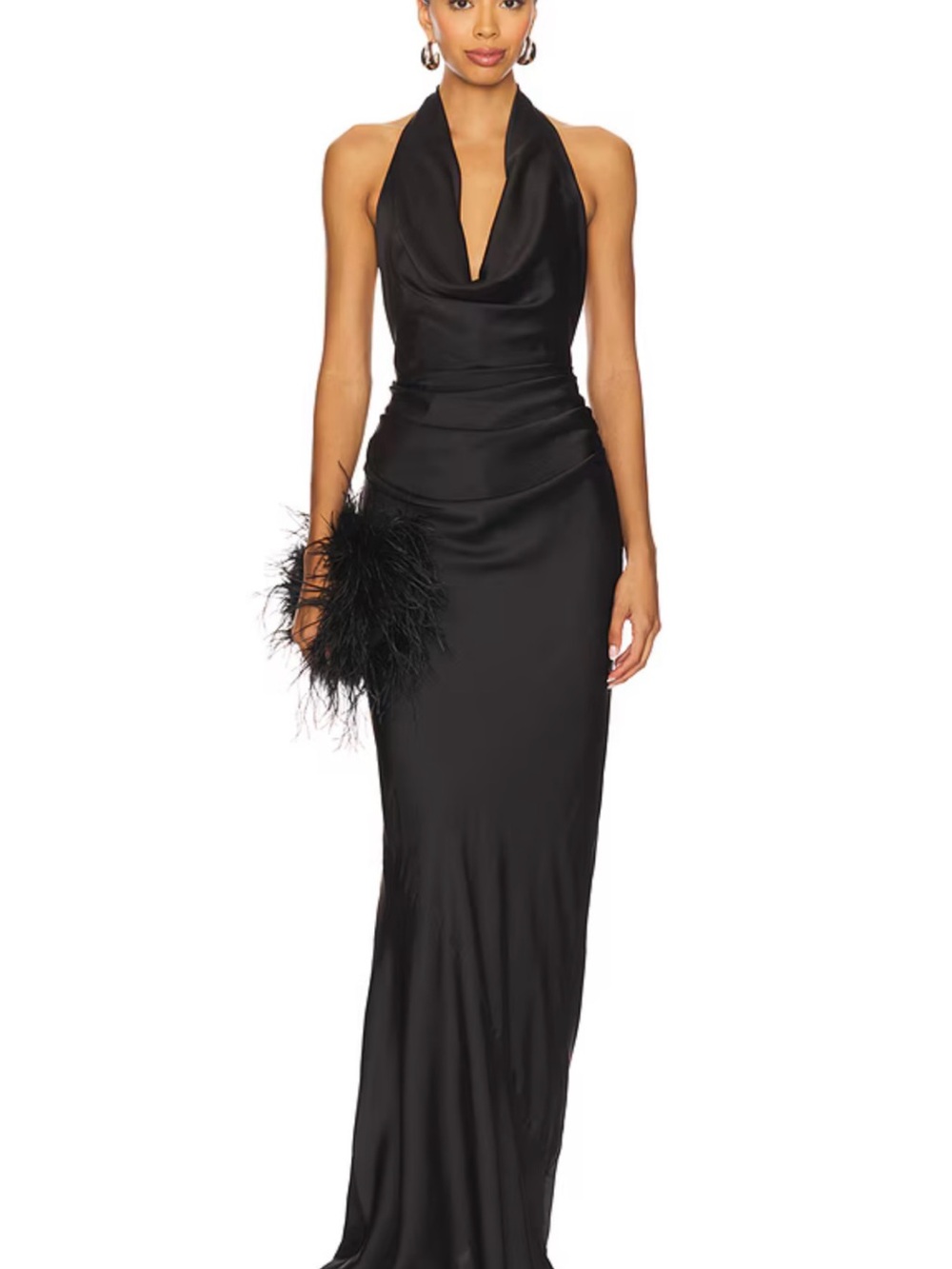 Nookie Black Satin Halter Cowl Maxi Dress